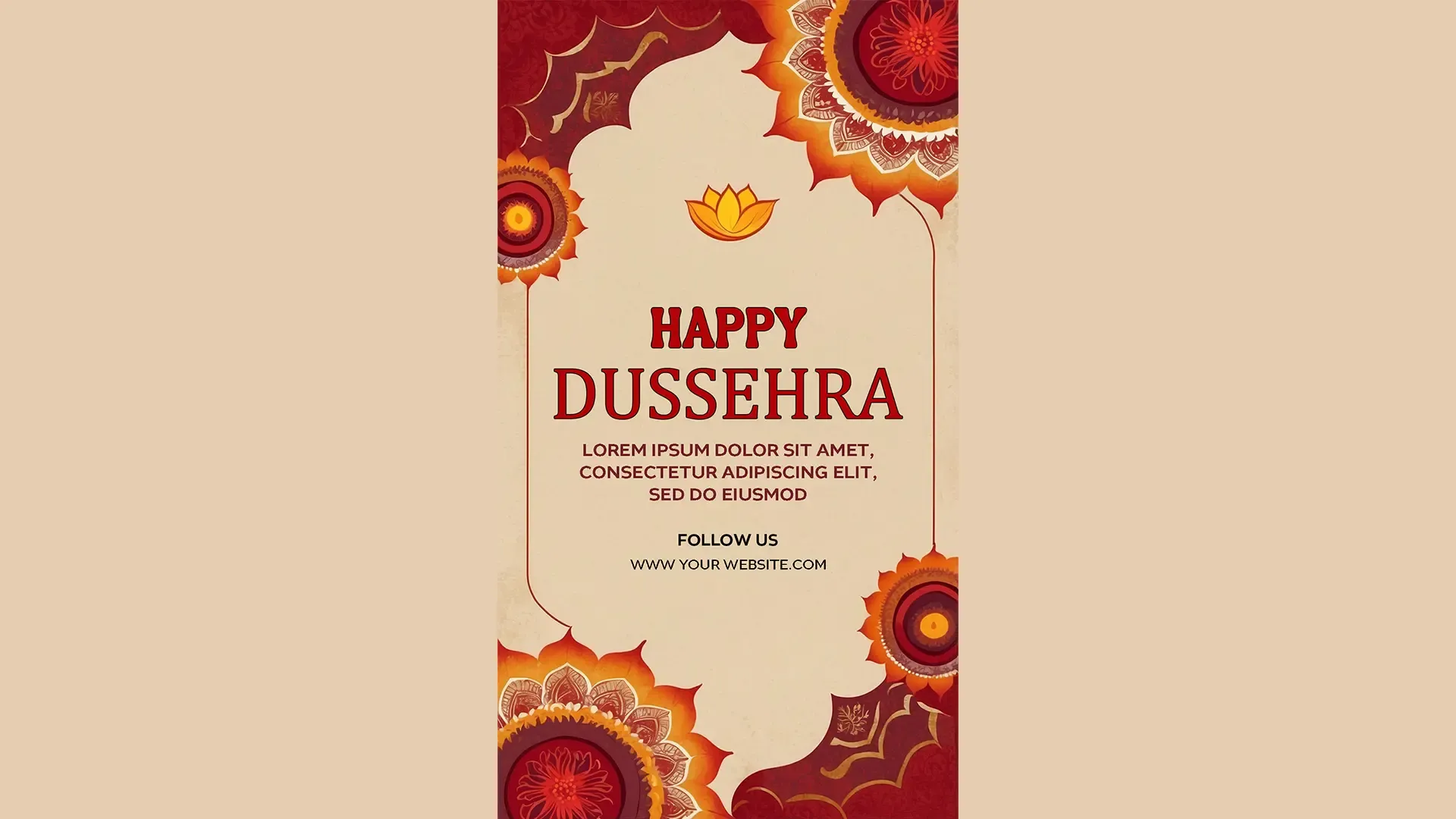 Elegant Lotus-Themed Happy Dussehra Instagram Story Card image